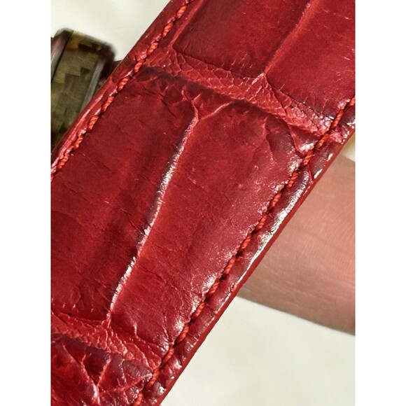 Vtg. BRIGHTON USA Bag & Wallet Co. Red Leather Women 34 Large Belt Silver Buckle main image 6